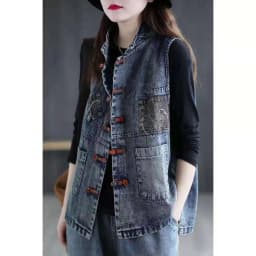 Women's Denim Vest Cotton Spring and Summer Short Plus Size Vest Chinese Style Retro Korean Fashionable Sleeveless Jacket Women