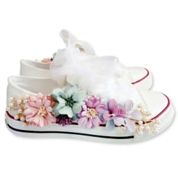 New Korean Fantasy 7 Color DIY Flowers Vulcanized Shoes Pearl Hand-Made Designer Women's Rhinestone Platform Canvas Shoes