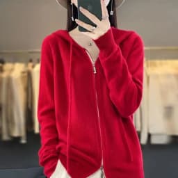 Autumn And Winter Hooded Knitted Cardigan Sweater Women's Sweater Loose Casual Solid Color Joker Wool Bottoming Hoodie