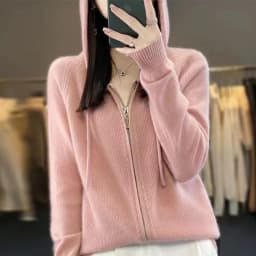 Autumn And Winter Hooded Knitted Cardigan Sweater Women's Sweater Loose Casual Solid Color Joker Wool Bottoming Hoodie