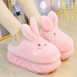 White Rabbit Hare Slippers Women's Cute Animal Platform Home Mules Shoes Girls Bedroom Plush Slides Slipper Ears Indoor Shoes