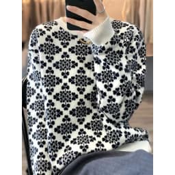2022 Snowflake autumn winter new pure cashmere sweater ladies thick jacquard loose sweater round neck sweater to keep warm