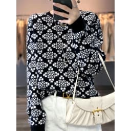 2022 Snowflake autumn winter new pure cashmere sweater ladies thick jacquard loose sweater round neck sweater to keep warm