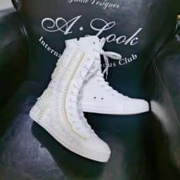 Fashion Women Canvas Shoes Designer Handmade Platform Boots Sneakers Luxury Casual Height Increasing Zip High-TOP Boot Black
