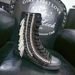 Fashion Women Canvas Shoes Designer Handmade Platform Boots Sneakers Luxury Casual Height Increasing Zip High-TOP Boot Black