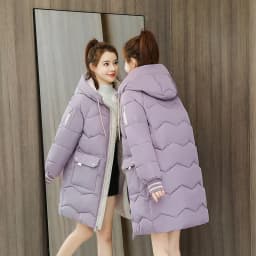 Winter Women Coat Mid-length Hooded Cotton Padded Parkas 4XL Warm Thicken Casual Overcoat Loose Snow Wear Solid Outwear Jacket