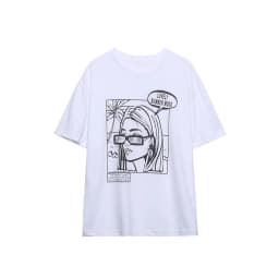 Zevity Women Fashion High Street Beauty Print Casual White T Shirt Female Basic O Neck Short Sleeve Chic Tops T477