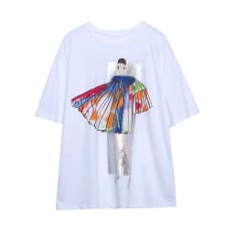 Zevity Women Fashion High Street Beauty Print Casual White T Shirt Female Basic O Neck Short Sleeve Chic Tops T477