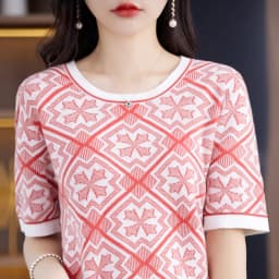 100% Pure Cotton Women Slim Sweater T-shirt New Summer Short-sleeve O-neck Chinese Style Pullover Tees Casual Knitted Tops