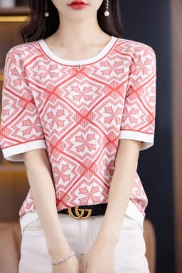 100% Pure Cotton Women Slim Sweater T-shirt New Summer Short-sleeve O-neck Chinese Style Pullover Tees Casual Knitted Tops