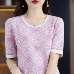 100% Pure Cotton Women Slim Sweater T-shirt New Summer Short-sleeve O-neck Chinese Style Pullover Tees Casual Knitted Tops