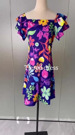 Custom Logo Pacific Island Art Sustainable Ruffle Sleeve Dress Hawaii Tribal Polynesian Hibiscus Sublimation Print Short Dresses