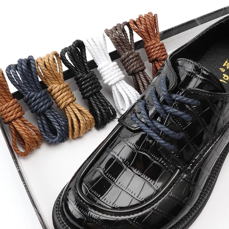Round Shoelaces Waxing Waterproof Cotton Shoe Laces Used for Boots Casual Leather Unisex Shoelace Twist Shoes Lace Accesories