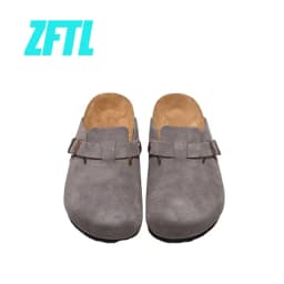 ZFTL Cork Slippers Genuine Leather Round toe slippers Couple slippers Man Outdoor Casual Sandals Women Suede sandals Brand 2025
