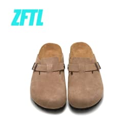 ZFTL Cork Slippers Genuine Leather Round toe slippers Couple slippers Man Outdoor Casual Sandals Women Suede sandals Brand 2025