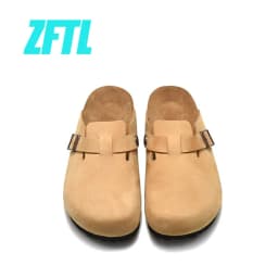 ZFTL Cork Slippers Genuine Leather Round toe slippers Couple slippers Man Outdoor Casual Sandals Women Suede sandals Brand 2025