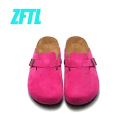 ZFTL Cork Slippers Genuine Leather Round toe slippers Couple slippers Man Outdoor Casual Sandals Women Suede sandals Brand 2025
