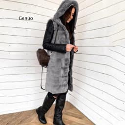 Fashion Solid Plush Long Jacket Vest Waistcoat Cardigan Casual Ladies Faux Coat Winter Sleeveless Streetwear Womens Outerwear