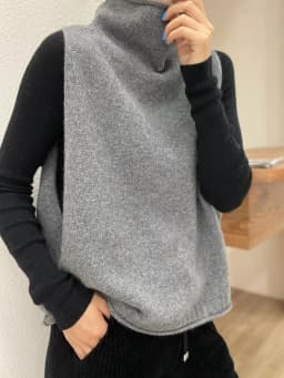 Cashmere Vest for Women, High Neck Pullover, Casual Knit Top, Sleeveless Jacket, Plus Size Waistcoat, Autumn and Winter