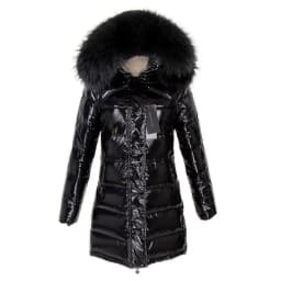 Maomaokong Winter waterproof Jacket Women Real White Duck Down Lining Coat natural Raccoon Fur Collar Warm Black down jacket