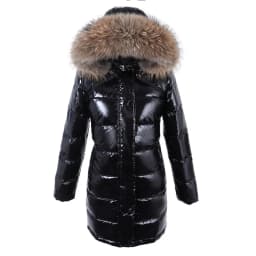 Maomaokong Winter waterproof Jacket Women Real White Duck Down Lining Coat natural Raccoon Fur Collar Warm Black down jacket