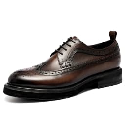 Handmade Leather Shoes Men Summer New Brogue Carved Business Dress Shoe Mens Black Casual Increase British Lace-Up Oxfrods