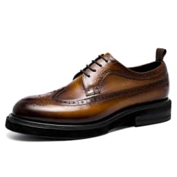 Handmade Leather Shoes Men Summer New Brogue Carved Business Dress Shoe Mens Black Casual Increase British Lace-Up Oxfrods