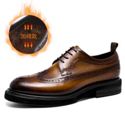 Handmade Leather Shoes Men Summer New Brogue Carved Business Dress Shoe Mens Black Casual Increase British Lace-Up Oxfrods