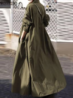 ZANZEA 2025 Autumn Sundress Stylish Women Long Sleeve Loose Dress Casual Solid Maxi Long Dresses Robe Femme Work Vestidos Kaftan