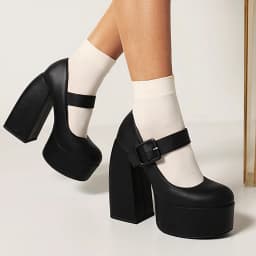 Super High Profiled Heel Catwalk Platform With Women's Pumps Super High Waterproof Platform Belt Buckle Japanese Style Loafers