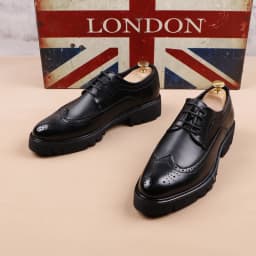 men casual business wedding formal dress genuine leather brogue shoes lace-up derby shoe black platform sneakers zapatos hombre