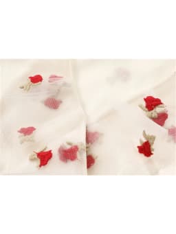 Woman Rose Embroidery Gauze Shirt 2024 Summer Chic Y2k V-neck Short Puff Sleeve Lace Up Tops French Sweet Sexy Slim Blouse Mujer