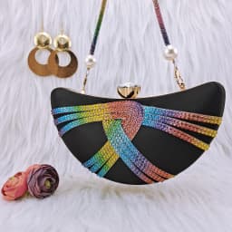 QSGFC New Black Color Flash Diamond Decoration Elegant And Intellectual Exquisite Banquet Ladies Shoes And Bag