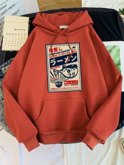Puffer Fish Ramen Japanese Menu Poster Prints Women Hoodies Fashion Tracksuit Oversize Clothing Autumn Fashion Female Sportswear