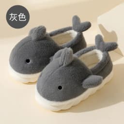Cute Shark Cotton Slippers Women's Autumn And Winter Home Indoor Non-slip Warm Thick Bottom Household Couple Wool Slippers