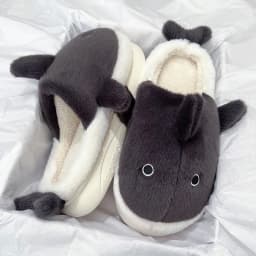 Cute Shark Cotton Slippers Women's Autumn And Winter Home Indoor Non-slip Warm Thick Bottom Household Couple Wool Slippers