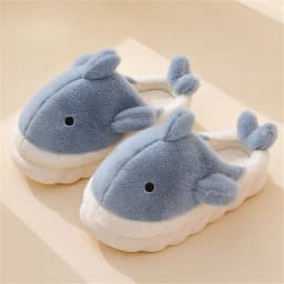 Cute Shark Cotton Slippers Women's Autumn And Winter Home Indoor Non-slip Warm Thick Bottom Household Couple Wool Slippers