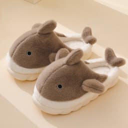 Cute Shark Cotton Slippers Women's Autumn And Winter Home Indoor Non-slip Warm Thick Bottom Household Couple Wool Slippers