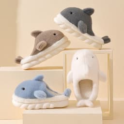 Cute Shark Cotton Slippers Women's Autumn And Winter Home Indoor Non-slip Warm Thick Bottom Household Couple Wool Slippers