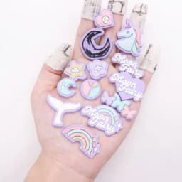 1Pcs Mermaid Tail Rainbow Unicorn Star Moon PVC Garden Shoes Charms Accessories DIY Shoe Decoration Sandals Ornament