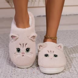 Size 44 45 Black Kitty Cat Winter Adult Slippers for Home Women's Fluffy Kitten Slipper Unisex Warm Furry House Shoes Drop Ship