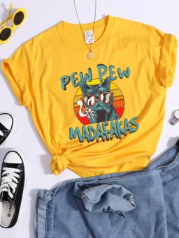 Pew Pew Madafakas Print Tshirt Women Fashion Breathable T Shirt Street Personality Summer Tops Casual O-Neck Womens T Shirts