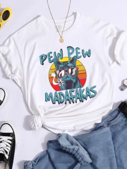 Pew Pew Madafakas Print Tshirt Women Fashion Breathable T Shirt Street Personality Summer Tops Casual O-Neck Womens T Shirts