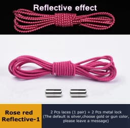 Elastic Shoelaces Reflective No Tie Shoelace Child Adult Unisex Convenient Quick Lock Lazy Laces Metal Tip Round Shoe Lace