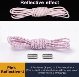 Elastic Shoelaces Reflective No Tie Shoelace Child Adult Unisex Convenient Quick Lock Lazy Laces Metal Tip Round Shoe Lace