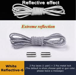 Elastic Shoelaces Reflective No Tie Shoelace Child Adult Unisex Convenient Quick Lock Lazy Laces Metal Tip Round Shoe Lace
