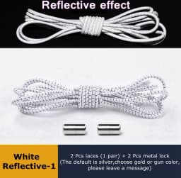 Elastic Shoelaces Reflective No Tie Shoelace Child Adult Unisex Convenient Quick Lock Lazy Laces Metal Tip Round Shoe Lace