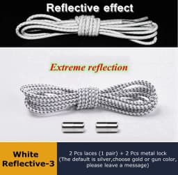 Elastic Shoelaces Reflective No Tie Shoelace Child Adult Unisex Convenient Quick Lock Lazy Laces Metal Tip Round Shoe Lace