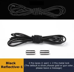 Elastic Shoelaces Reflective No Tie Shoelace Child Adult Unisex Convenient Quick Lock Lazy Laces Metal Tip Round Shoe Lace