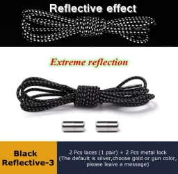 Elastic Shoelaces Reflective No Tie Shoelace Child Adult Unisex Convenient Quick Lock Lazy Laces Metal Tip Round Shoe Lace